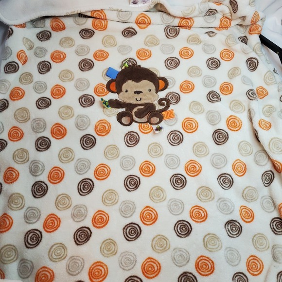 Taggies Monkey Brown Orange Circles swirls Baby‎ Blanket 2014